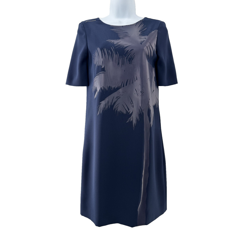 Escada Sport Women's Navy Blue Tree Print Dress Size 32 (4/6) Minimal Luxury